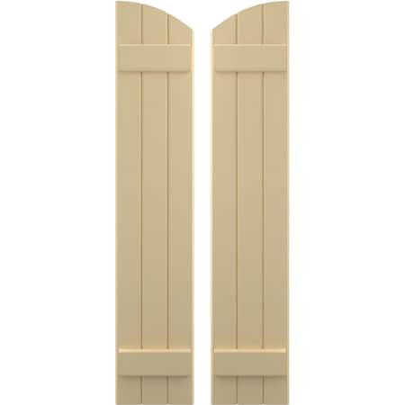 Americraft 3-Board (2 Batten) Wood Joined Board-n-Batten Shutters W/ Ellipt Top, ARW101BE311X67NTH